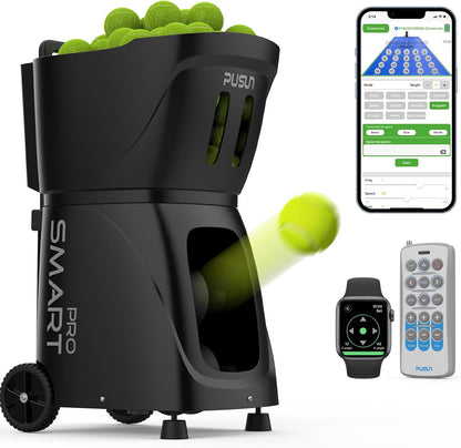 smart tennis ball machine pt-smart pro - 100+ shown in use