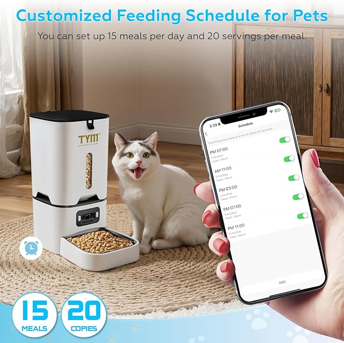 TYM Automatic Cat Feeder with Camera, 5G WiFi Auto Cat Dog Food Dispenser with - Image 6