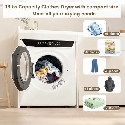 VCJ 2.8 cu.ft Portable Dryer, 1400W Electric Clothes Dryer - Image 2