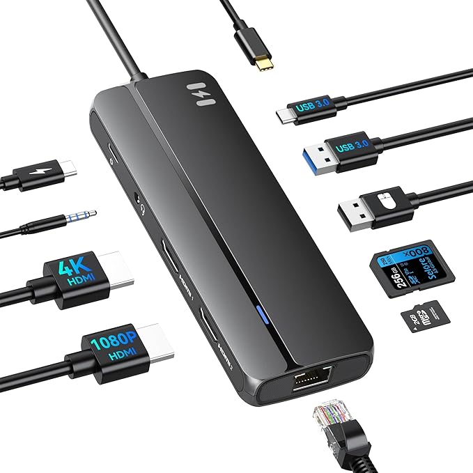 Selore Docking Station for MacBook Pro Air, 10 in 1 Dual HDMI Adapter for Mac by SeloreS-Global