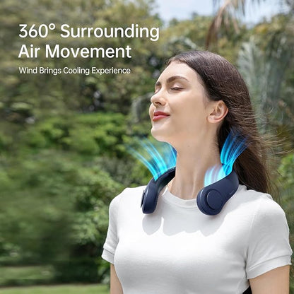 JISULIFE Portable Neck Fan, Hands Free Bladeless Fan, 5 Speeds, 4000 mAh - Image 2