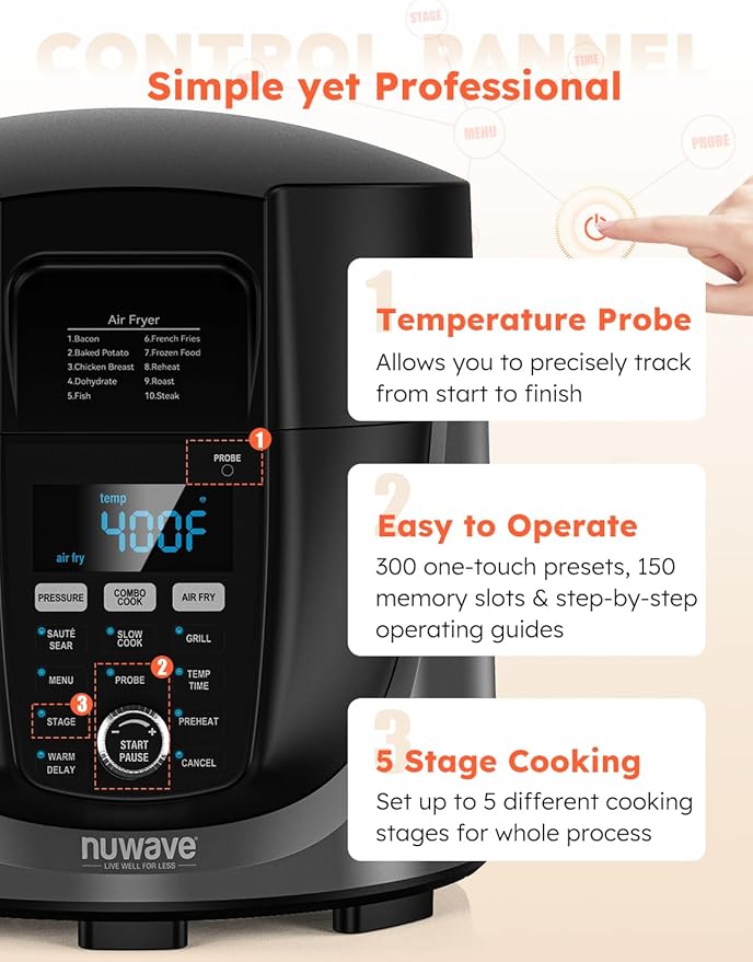Nuwave Duet Electric Pressure Cooker & Air Fryer Combo, 450 IN 1 Slow Cooker & - Image 8