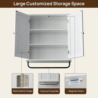 Bathroom Storage Cabinet with Adjustable Wood Shelves & Doors, Made of PDF Wood - Image 5