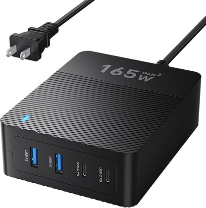 RYND 2026 Latest USB C Fast Charger, 165W GaN 4-Port Charging Station Hub Block by RYND