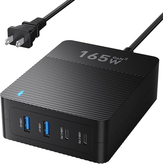 RYND 2026 Latest USB C Fast Charger, 165W GaN 4-Port Charging Station Hub Block by RYND