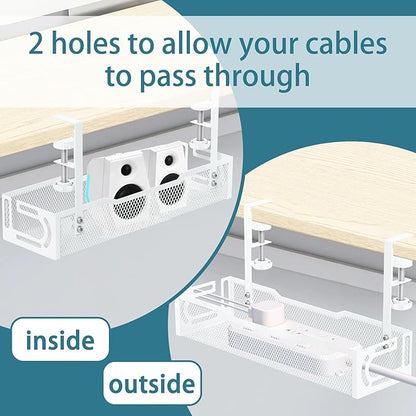 2Pack Under Desk Cable Management Tray, No Drill Mesh Desk Cable Tray, Wire - Image 7