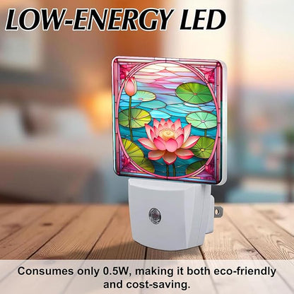 PODMemory Lotus Stained Glass Night Lights Plug into Wall - Image 6