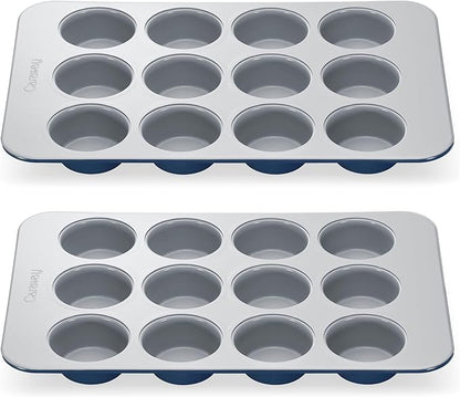 Caraway Non-Stick Ceramic 12-Cup Muffin Pan Duo by Caraway