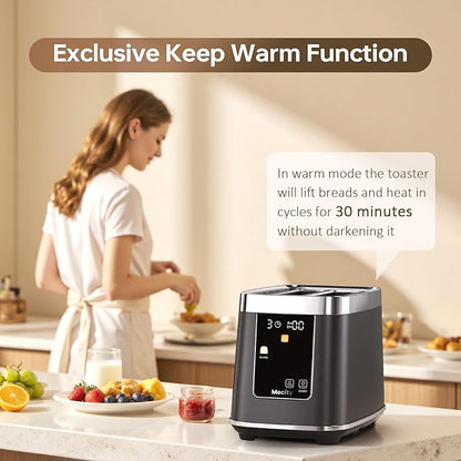 Mecity 2 Slice Toaster with Touch Screen & Auto Lift, Stainless Steel - Image 4