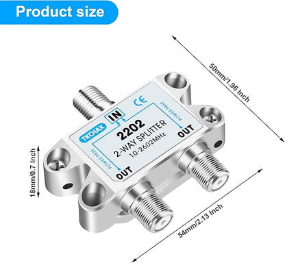 TKCHAX 2 Way Coaxial Cable Splitter, Support 10-2602MHz, RG6 Compatible - Image 7