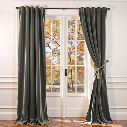 Lazzzy Velvet Blackout Extra Long Curtains Thermal Insulated Room Window Drapes by Lazzzy