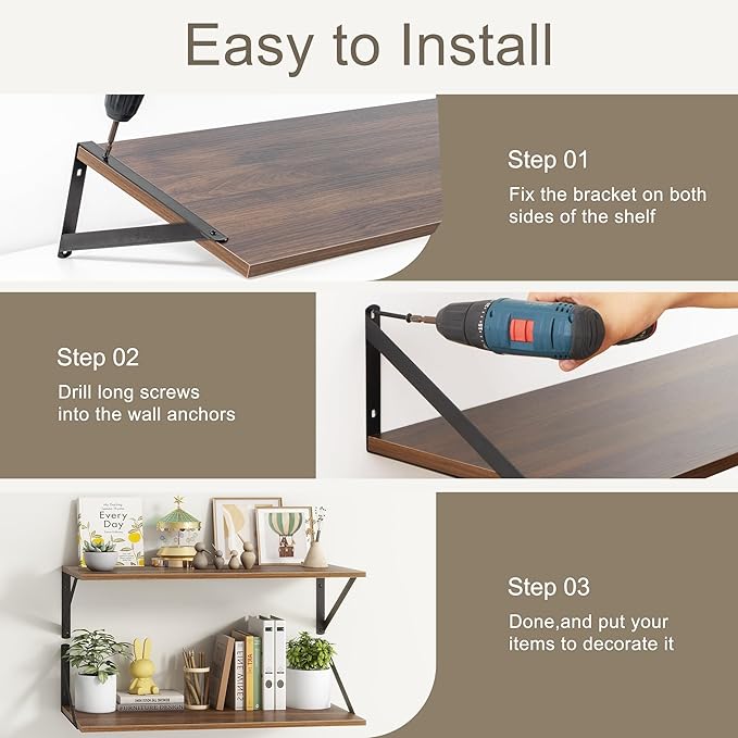 Fun Memories 27.5" W x12 D Floating Shelves, Large Wall Shelves 27.5 Inch Long - Image 7