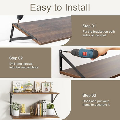 Fun Memories 27.5" W x12 D Floating Shelves, Large Wall Shelves 27.5 Inch Long - Image 7