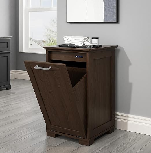 OLD CAPTAIN Wooden Tilt Out Trash Cabinet, Wooden Kitchen Garbage Can Free by OldCaptainFurnitureLighting