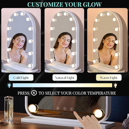 LUXFURNI Vanity Mirror with Lights, 24.5" x 15.8" Arched LED Makeup Mirror - Image 5
