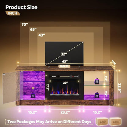 Bestier 63" Modern Fireplace TV Stand - Image 2