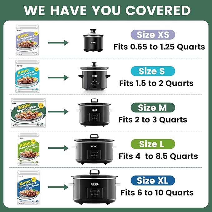 KOOC Slow Cooker Liners 11"x17" 20 count Middle Size Disposable Plastic Bags - Image 5