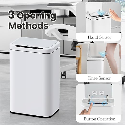 ELPHECO Stainless Steel Office Trash Can Motion Sensor Garbage Can Touchless - Image 4