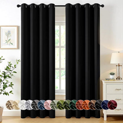 MIULEE Black Blackout Curtains for Bedroom Living Room 84 Inches Long 2 Panels by MIULEE
