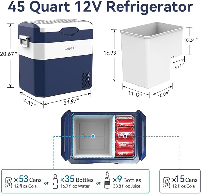 12 Volt Refrigerator Car Fridge Portable 12V 45 Quart Freezer Compressor Cooler - Image 3