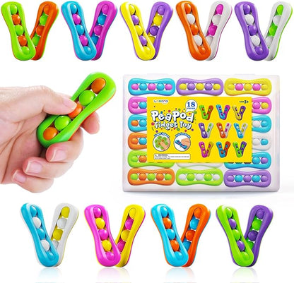 LESONG Fidget Sensory Toys for Kids: 18 Pack Colorful Finger Spinner Toys by LESONG