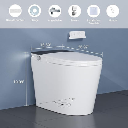 Smart Toilet with ADA Height, Bidet Built-In, Auto-Sensing Flip Lid, Off-Seat - Image 3