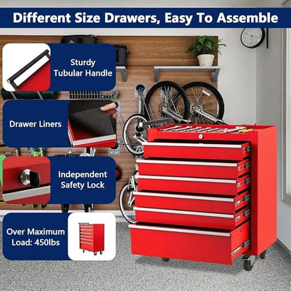 IDEALHOUSE Rolling Tool Chest, 6 Drawers Tool Storage Cabinet, Toolbox - Image 6