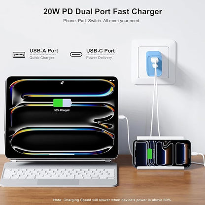 3 Pack Dual Port USB C Charger Block, 20W Power Delivery + QC3.0 USB A Double - Image 2