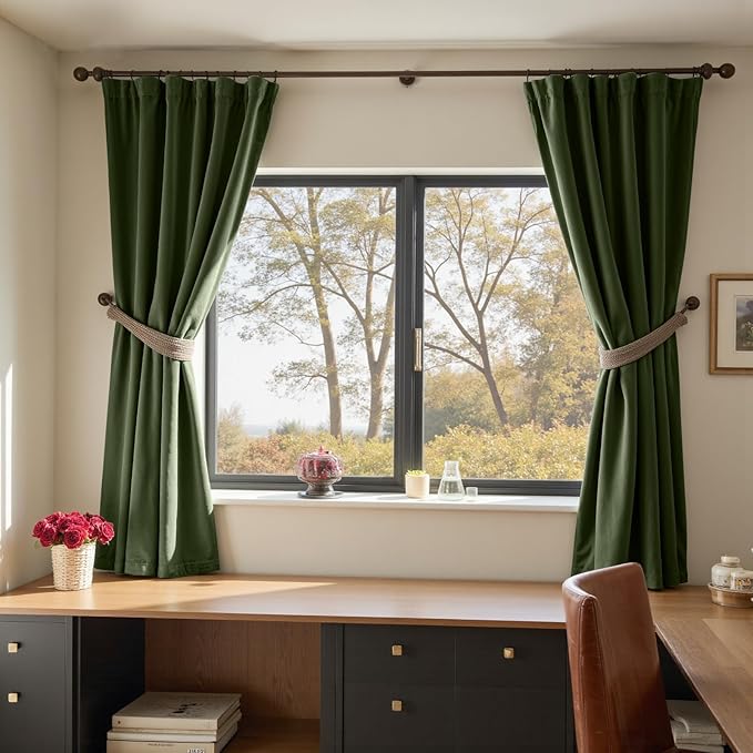 Lazzzy Velvet Blackout Curtains Thermal Insulated Room Window Drapes Super Soft - Image 5