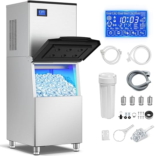 Commercial Ice Maker Machine 400 Lbs/24H, 350 Lbs Large Storage, Stainless by Velieta-SpecialistinFridge