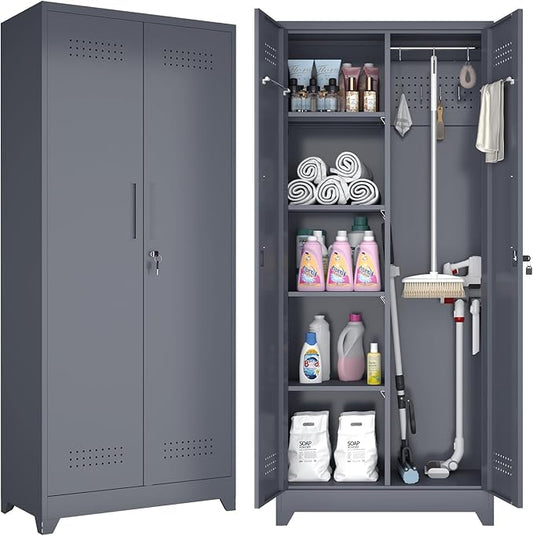 GREATMEET 72.8" H Utility Closet, Broom Closet Storage Cabinet by GREATMEET