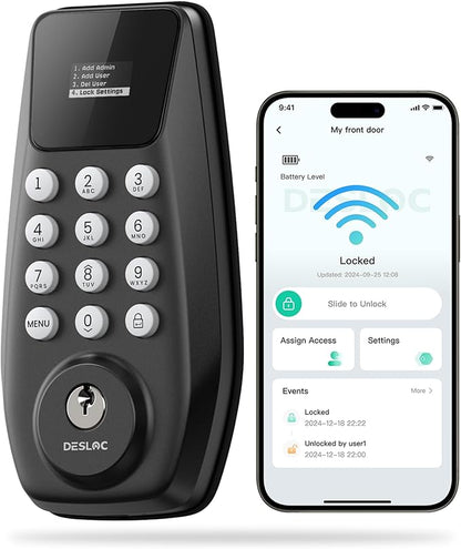 DESLOC C100 Plus Built-in WiFi Smart Lock, Keyless Entry Door Lock by DESLOC