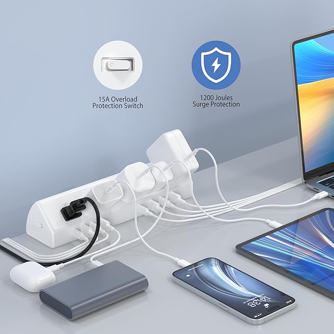 Jgstkcity Desk Clamp Power Strip, 45W Fast Charging Station, 4 USB-C, 4 USB-A - Image 4