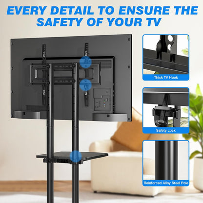 rfiver rolling tv stand with laptop shelf, mobile, package contents