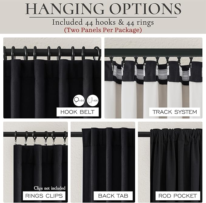 Black Out Curtains 60 Inches Extra Wide Luxury Linen Curtains 84 Inch Length - Image 2