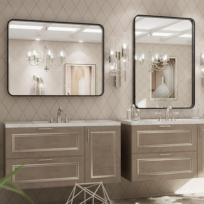 LOAAO 24X32 Inch Black Metal Framed Bathroom Mirror - Image 3
