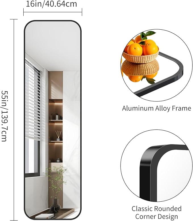 FORBATH Bathroom Mirror 55" x 16", Rectangle Black Bathroom Mirror - Image 6