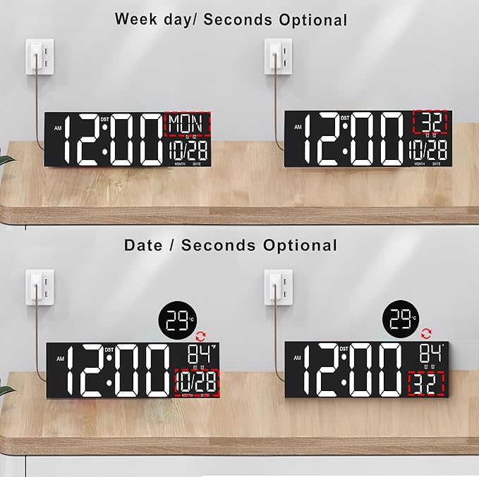 JALL 30" Large Digital Wall Mount Clock - Image 2