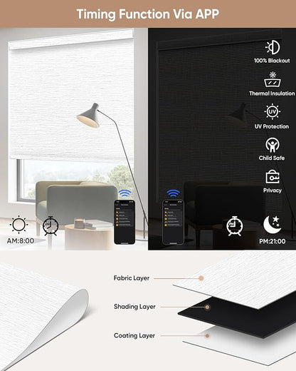 Kincmo Motorized Blinds with Remote, 100% Blackout Motorized Roller Shades Work - Image 4