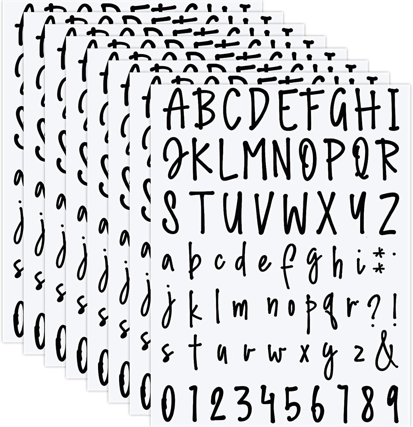 552 Pieces 8 Sheets Letter Stickers Self Adhesive Waterproof Vinyl Stick on Letters Mailbox Number Decals for Water Bottles Graduation Caps Window Door Sign Craft Scrapbooking(2 Inch,Black)