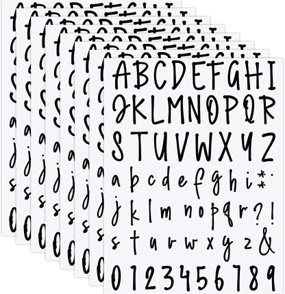 552 Pieces 8 Sheets Letter Stickers Self Adhesive Waterproof Vinyl Stick on Letters Mailbox Number Decals for Water Bottles Graduation Caps Window Door Sign Craft Scrapbooking(2 Inch,Black)