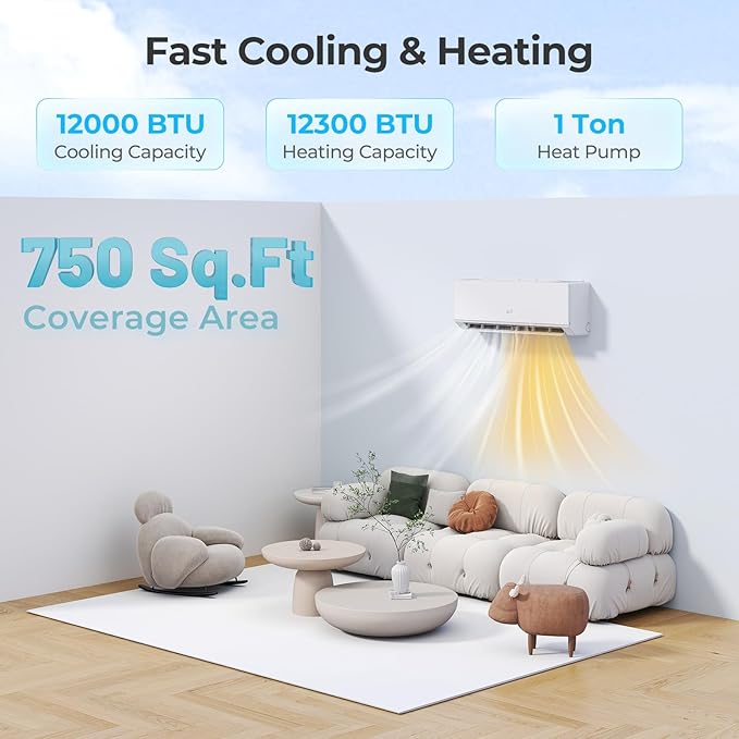 COSTWAY 12000 BTU Mini Split Air Conditioner & Heater, 115V WiFi Enabled 24 - Image 2