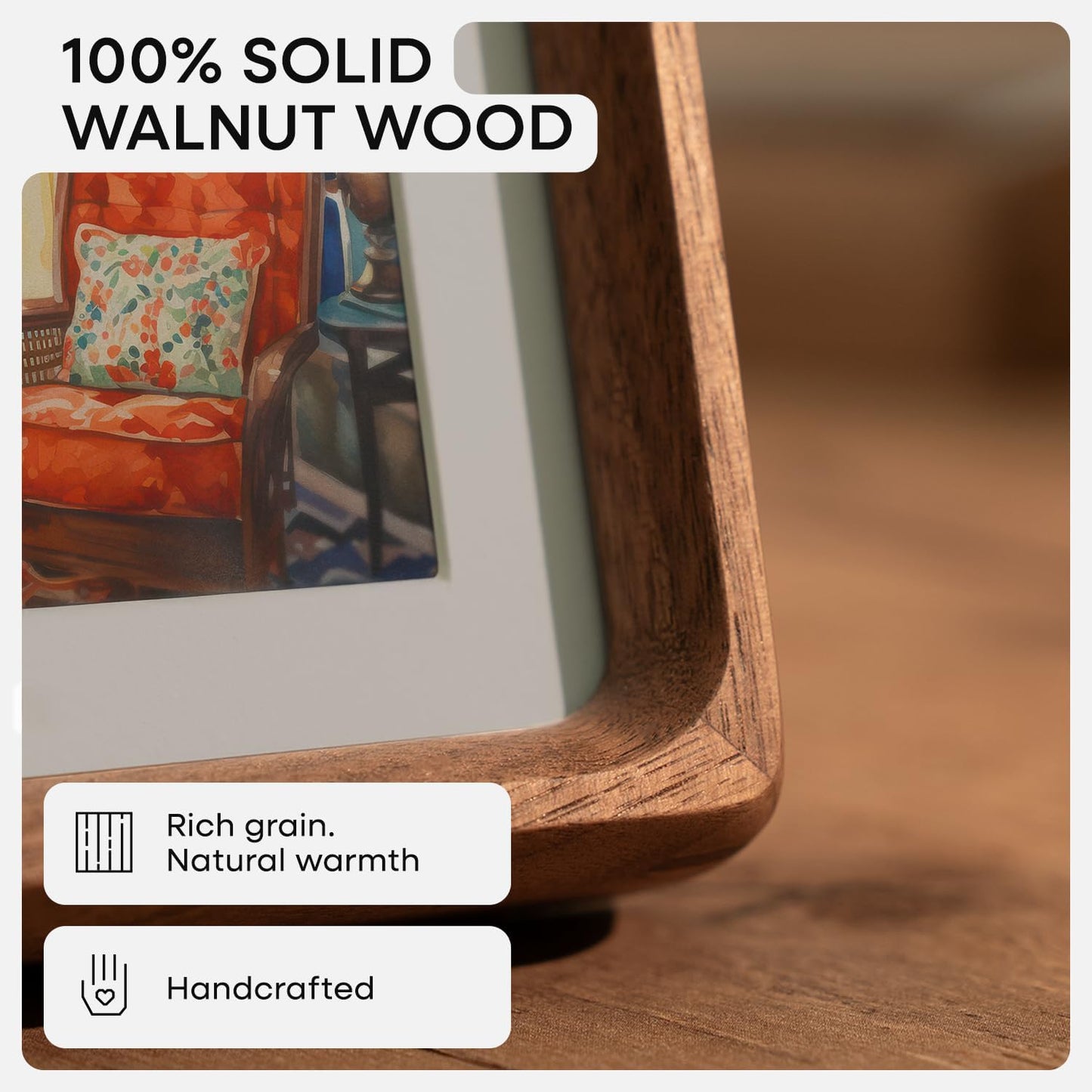 16 x 24 Picture Frame Brown, Mortise & Tenon Walnut 16x24 Wooden Poster Frames with Mat 12x18 for Wall, 24x16 Dark Wood Frames Matted to 12 by 18 inch Art, Tempered Glass, Wall Kit, Set of 2