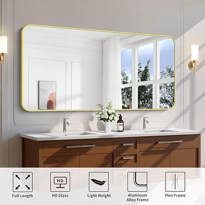 FORBATH 30x60 Inch Gold Bathroom Mirror - Image 7