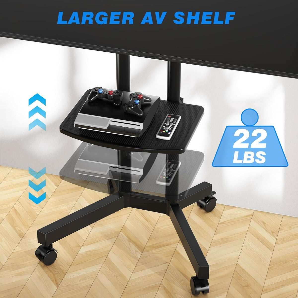 rfiver rolling tv stand with laptop shelf, mobile on a desk or shelf