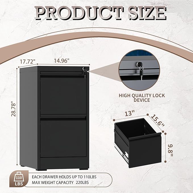 File Cabinet, 2 Drawer File Cabinet - Image 3