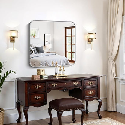 FORBATH 30x30 Inch Silver Bathroom Mirror - Image 4