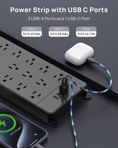 TROND Surge Protector Power Strip, 360° Rotating Flat Plug, 13AC Widely Spaced - Image 7