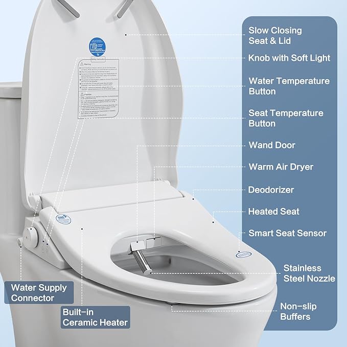 Smart Bidet Toilet Seat with Remote, Adjustable Heated Seat&Air Dryer, Endless - Image 5