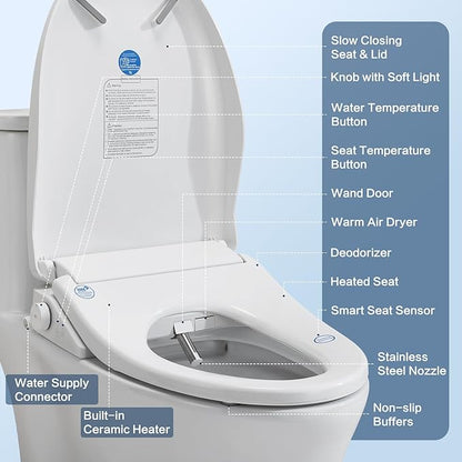 Smart Bidet Toilet Seat with Remote, Adjustable Heated Seat&Air Dryer, Endless - Image 5